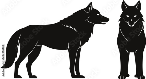 Illustrator Artwork High quality vector silhouettes of a full body wolf