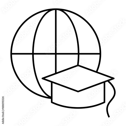 Globe with a cap, illustrating global education without borders