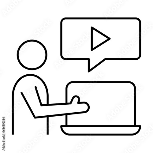 Instructor in front of a screen, symbolizing online lectures or seminars.