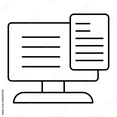 Computer with text blocks, representing digital study materials.