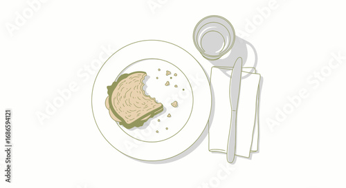 a halfeaten sandwich a simple meal, a moment of pause, isolated on transparent background