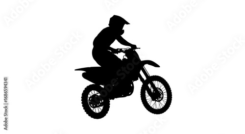 adrenaline rush motocross rider silhouette, isolated on transparent background