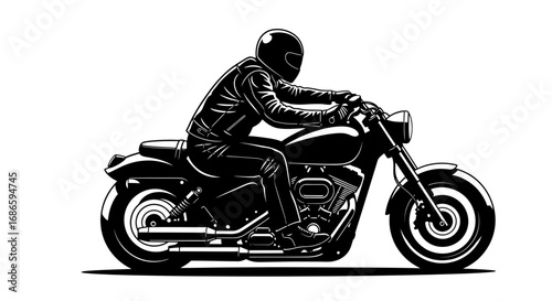 blacktop ballad a lone riders silhouette on a classic chopper motorcycle, isolated on transparent background