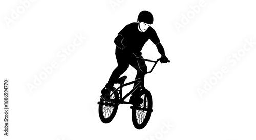 bmx rider silhouette adrenaline, airtime, and urban style, isolated on transparent background