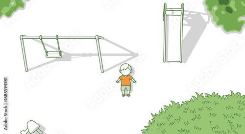 childs play a moment of quiet contemplation in the playground, isolated on transparent background