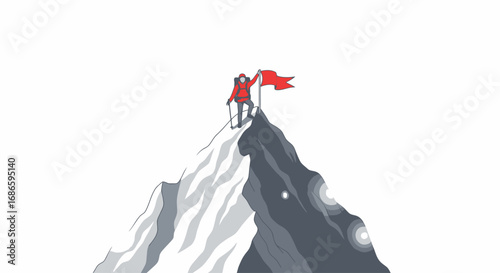 conquering the summit a climbers triumphant ascent, isolated on transparent background
