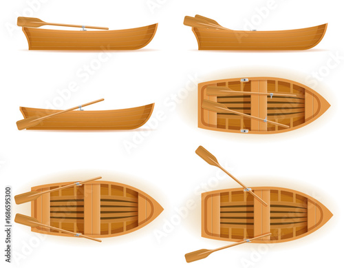 boat made of wood for fishing and recreation cartoon stock vector illustration isolated on white background