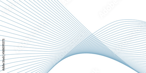 Abstract geometric background with thin blue wave lines crossing on white. Minimal futuristic design concept suitable for technology, science, modern presentations, posters, 