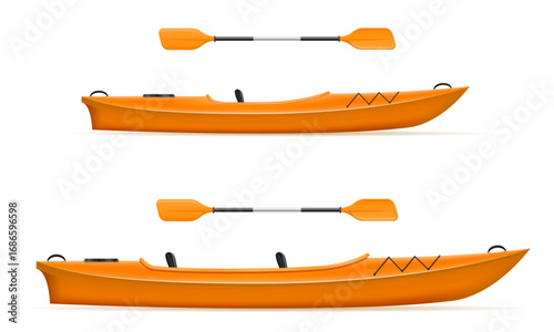plastic kayak canoe boat for fishing and tourism active recreation cartoon stock vector illustration isolated on white background