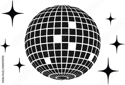 Disco Ball Black and White Vector - Disco Party Element