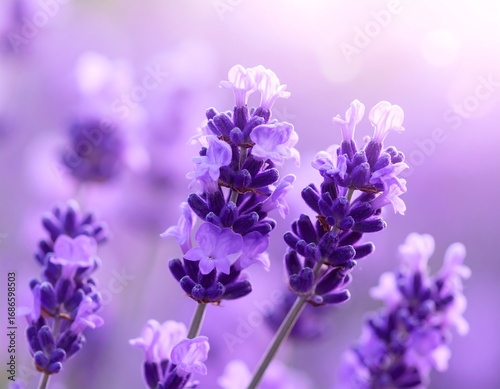 Soft-focus lavender blossoms in soft purple hues