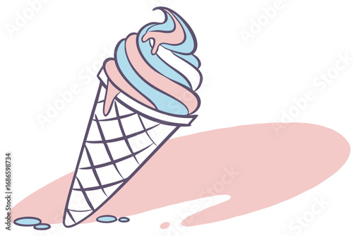 Soft Serve Vanilla Ice Cream in a Waffle Cone