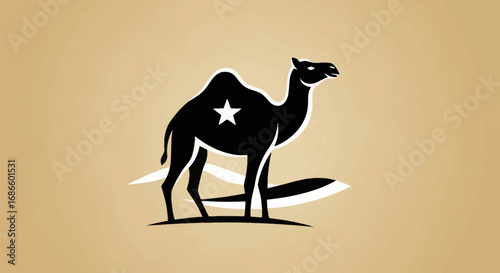 Black camel silhouette with a white star symbol logo.