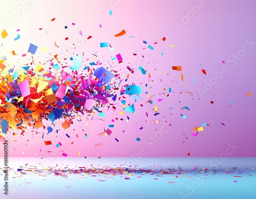 Coriandoli Colorati in Esplosione: Festa e Celebrazione su Sfondo Pastello