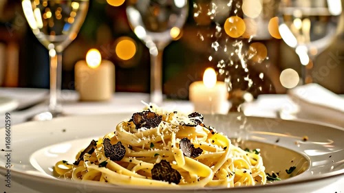 Elegant Truffle Pasta Dinner Setting