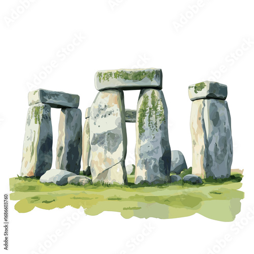 Stonehenge. Stonehenge watercolor vector illustration