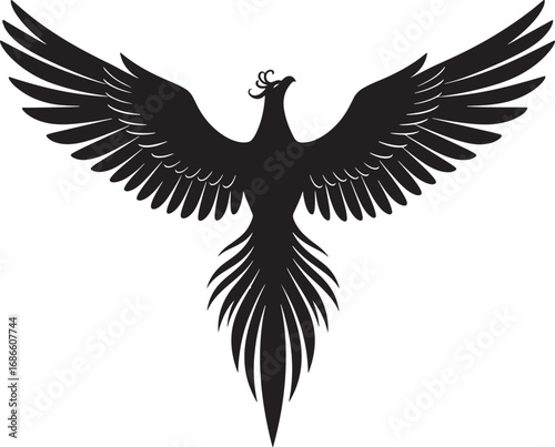 Phoenix rising with outstretched wings, a powerful mythological bird symbolizing fire, rebirth, and eternal life