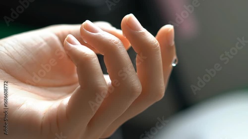 Wallpaper Mural Close-up of a woman's hand with a drop of water representing skincare and hydration. Torontodigital.ca