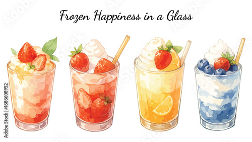 Fruit Smoothie Vector Illustration Set