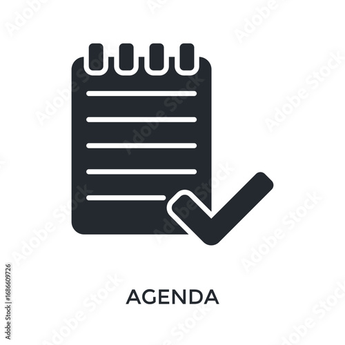 Agenda Icon Glyph Style. Vector Illustration For Graphic Design