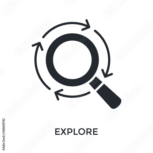 Explore Icon Glyph Style. Vector Illustration For Graphic Design