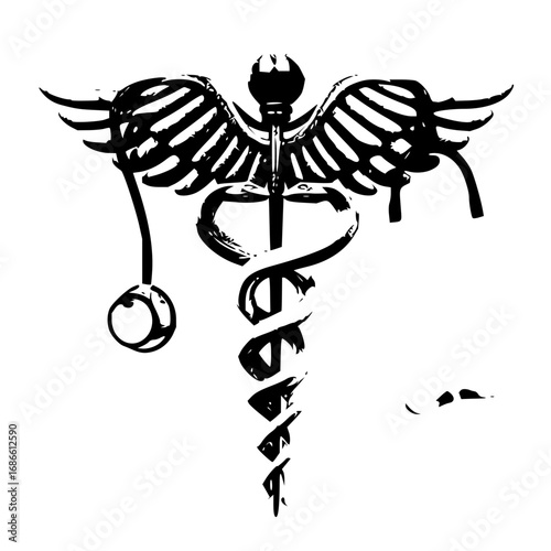 Dynamic caduceus symbol for medicine or healthcare projects conveys trust and expertise