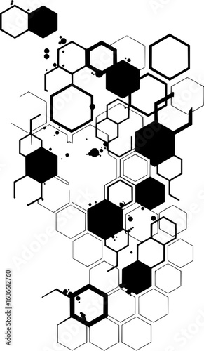 Modern abstract honeycomb structure with geometric shapes, perfect for science or technology themed designs