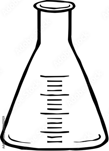 Science flask with measurement lines for lab, experiment, chemistry, and educational usage