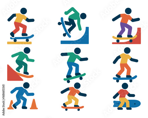 Skateboarding Styles Icons