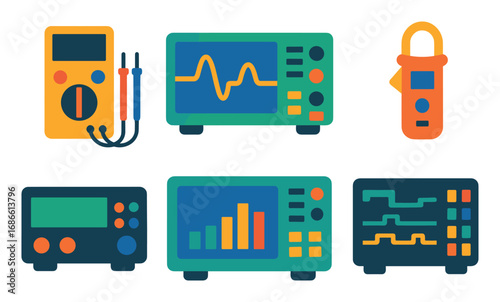 Colorful Electrical Icons Grid