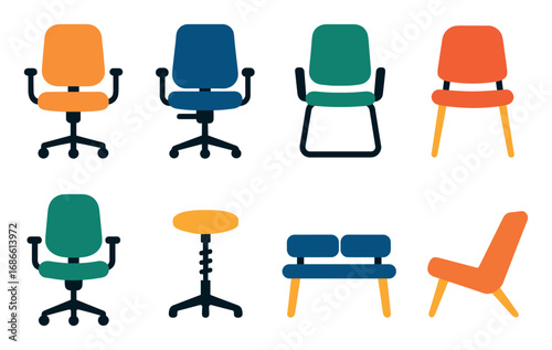 Colorful Office Chair Icons