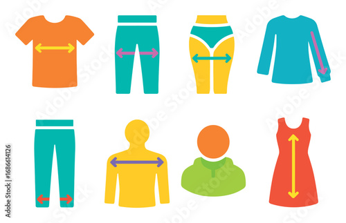 Colorful Clothing Size Icons
