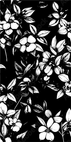 Dramatic floral design with bold, monochrome pattern for sophisticated backgrounds and textile prints