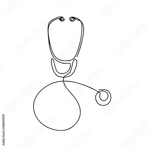 Elegant single line stethoscope art symbolizes health, care, and medical expertise for modern use