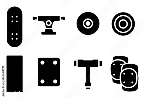 Skateboarding Essentials Icons