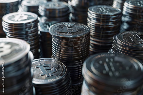 High Definition Image of Dash Coin Stacks Cryptocurrency 3D Render Illustration