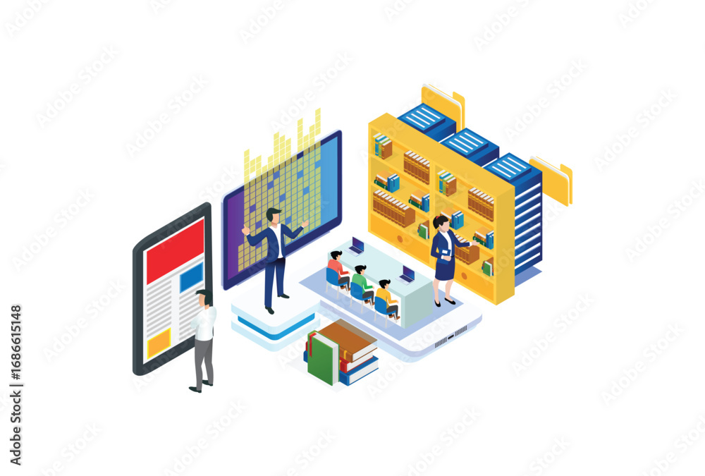 Modern Isometric Cloud Dictionary, library of encyclopedia or web archive. Technology and literature, digital culture on media library. Suitable for Diagrams, And Other Graphic Related Assets Modern Isometric Cloud Dictionary, library of encyclopedia or web archive. Technology and literature, digital culture on media library. Suitable for Diagrams, And Other Graphic Related Assets