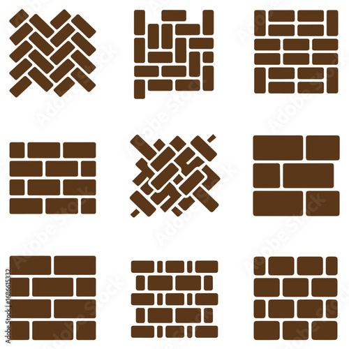 Diverse brick pattern designs showcasing textures, layouts, and paving possibilities