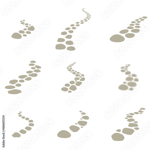 Stepping stones path collection, vector graphics for design, adventure, journey forward
