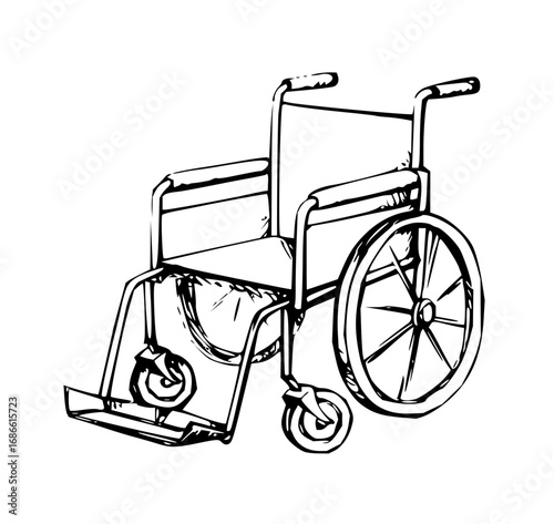 Essential mobility aid, a classic wheelchair sketch for accessibility and support themes