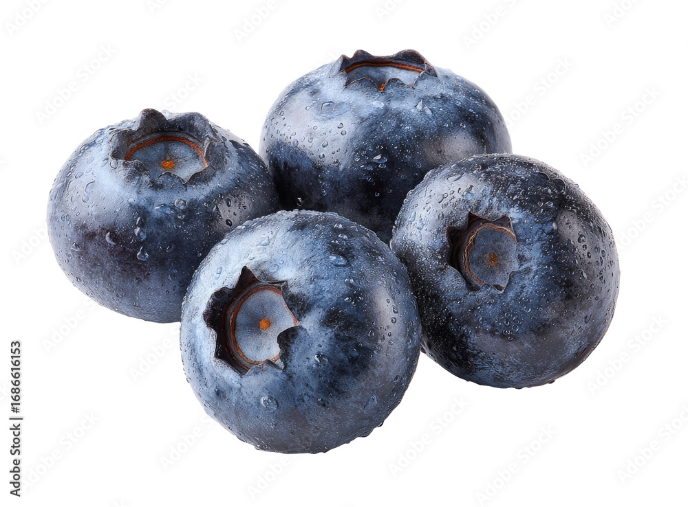 Fototapeta premium Close-up of fresh blueberries, clustered together, glistening with water droplets
