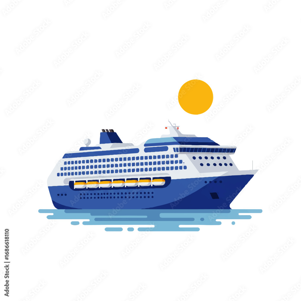 Obraz premium Majestic Cruise Ship Sailing Under Sunny Sky.