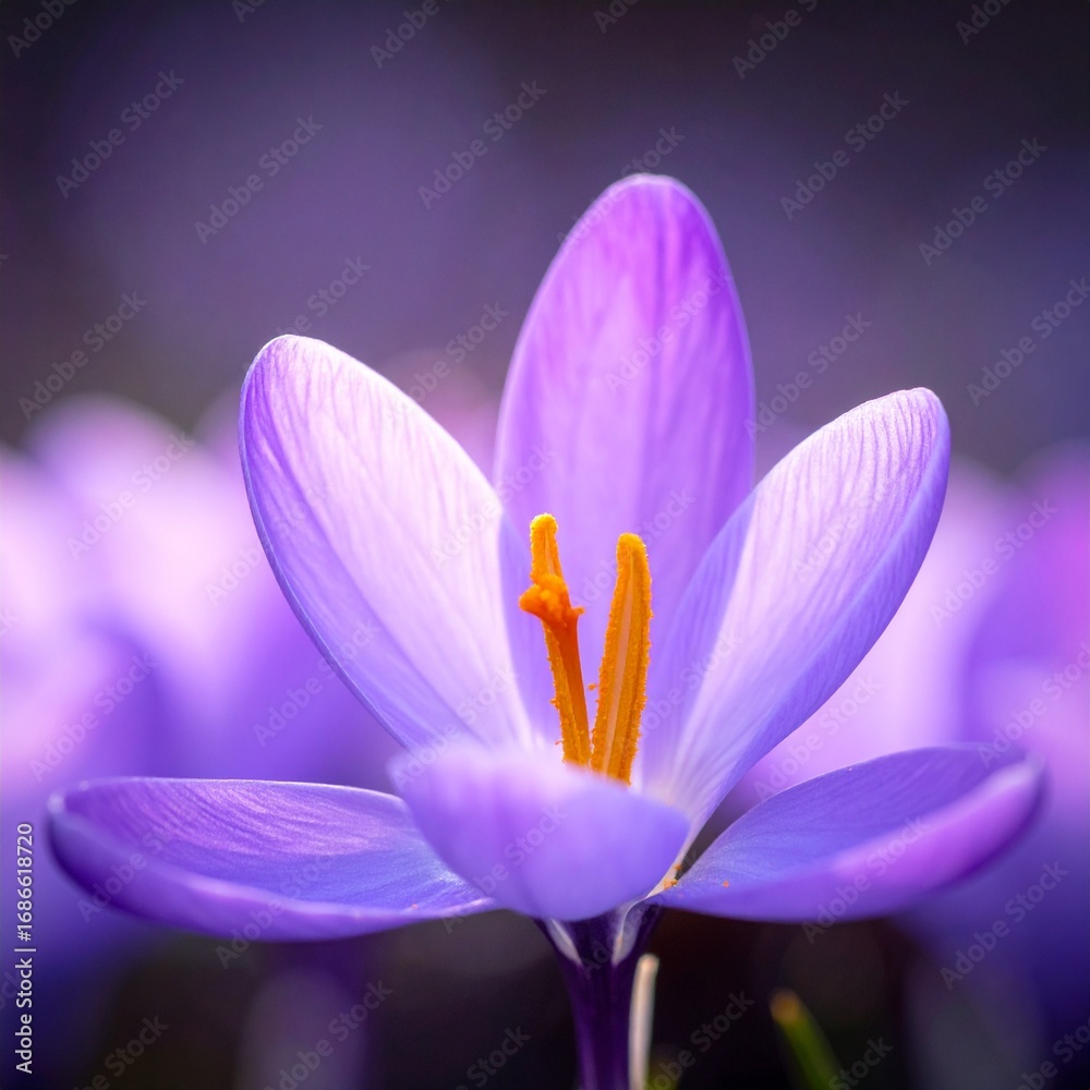Fototapeta premium Purple Crocus Bloom - Delicate Spring Flower - Vibrant Petals