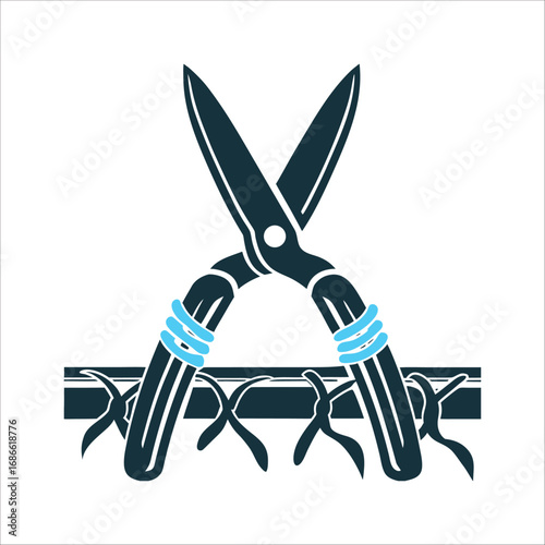 Protective Shears: Warding Off Harm Symbol Warding Shears Open iron shears pointing downward to block harm handles wrapped in knotted cloth