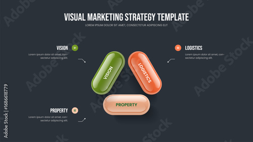 Creative Forecast Frame Layout Vector Illustration. Advertising Briefing 3 Option Infographic Presentation Template. Visual Campaign Three Step Diagram Slideshow Design.