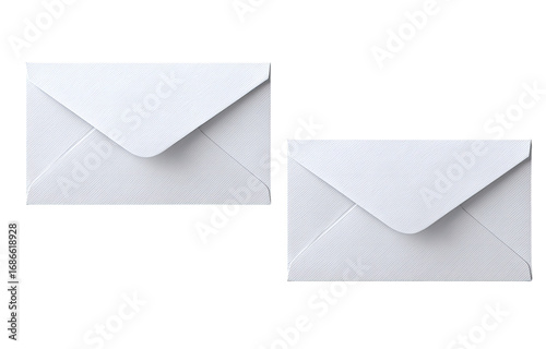 Two blank white envelopes, side-by-side, against a plain background