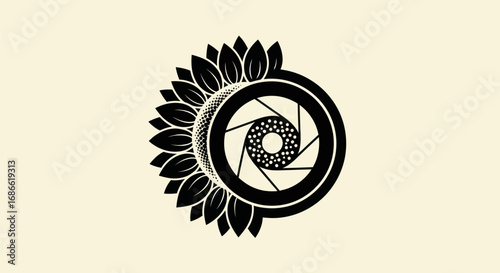 Artistic Symbol Combining Nature and Photography.