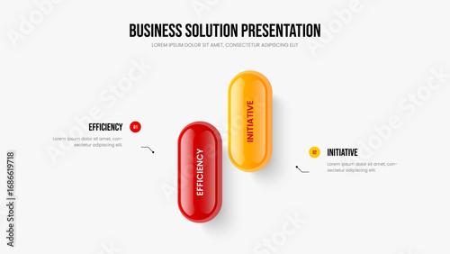 Professional Growth Slide Design Vector Illustration. Project Showcase Two Element Infographic Presentation Template. Service Performance 2 Option Diagram Frame Layout.