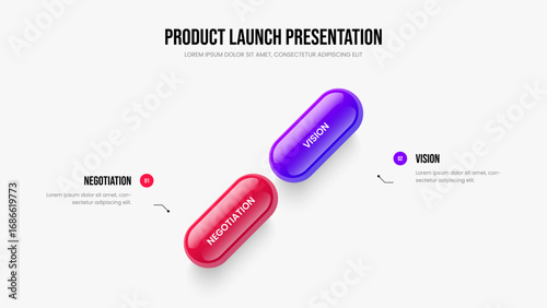 Investor Insight 2 Element Diagram Slideshow Layout. Creative Report Presentation Design Vector Illustration. Business Solution Two Option Infographic Slide Template.