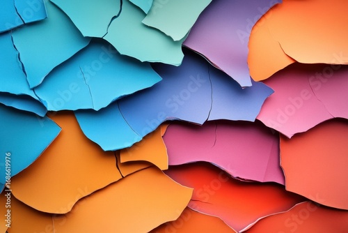 high detail image of Colorful paper sheet with fracture